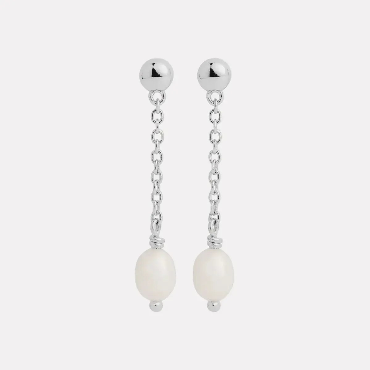 E7501 Tidal Whisper Single Pearl Earrings