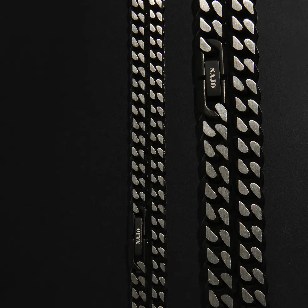 Thumbnail: Najo B9035 Nero Men's Steel Curb Chain Necklace