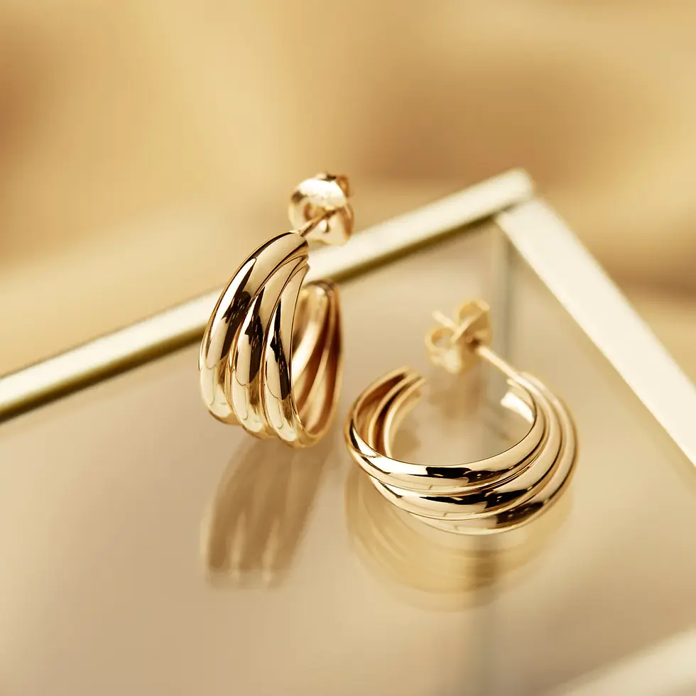 Thumbnail: Najo E7002 Ripple Hoop Yellow Earring