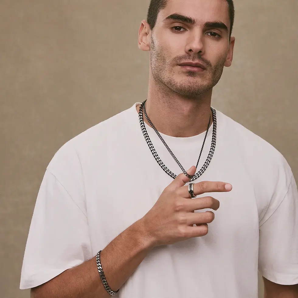 Thumbnail: Najo B9035 Nero Men's Steel Curb Chain Necklace