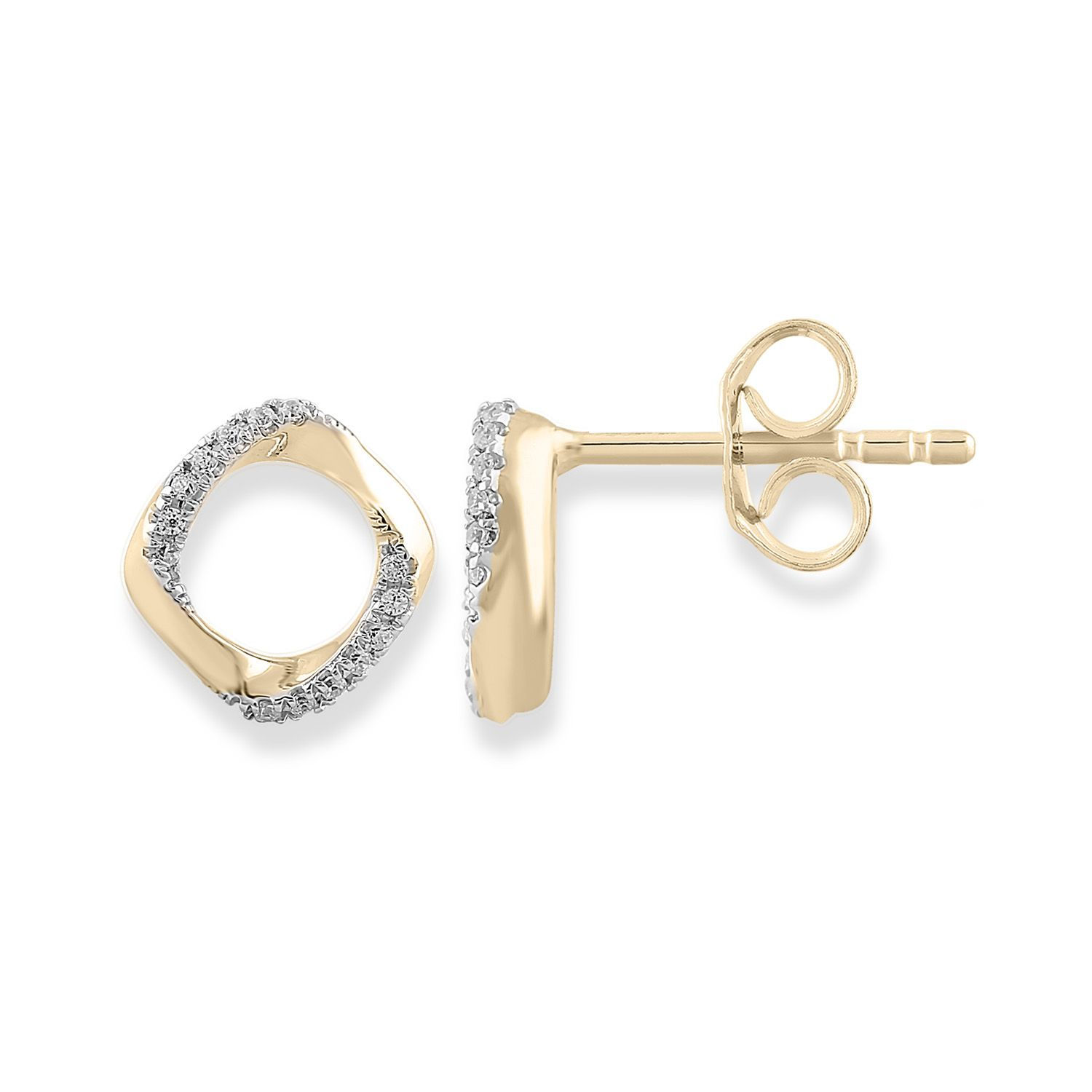 9ct Yellow Gold Diamond set Stud Earrings