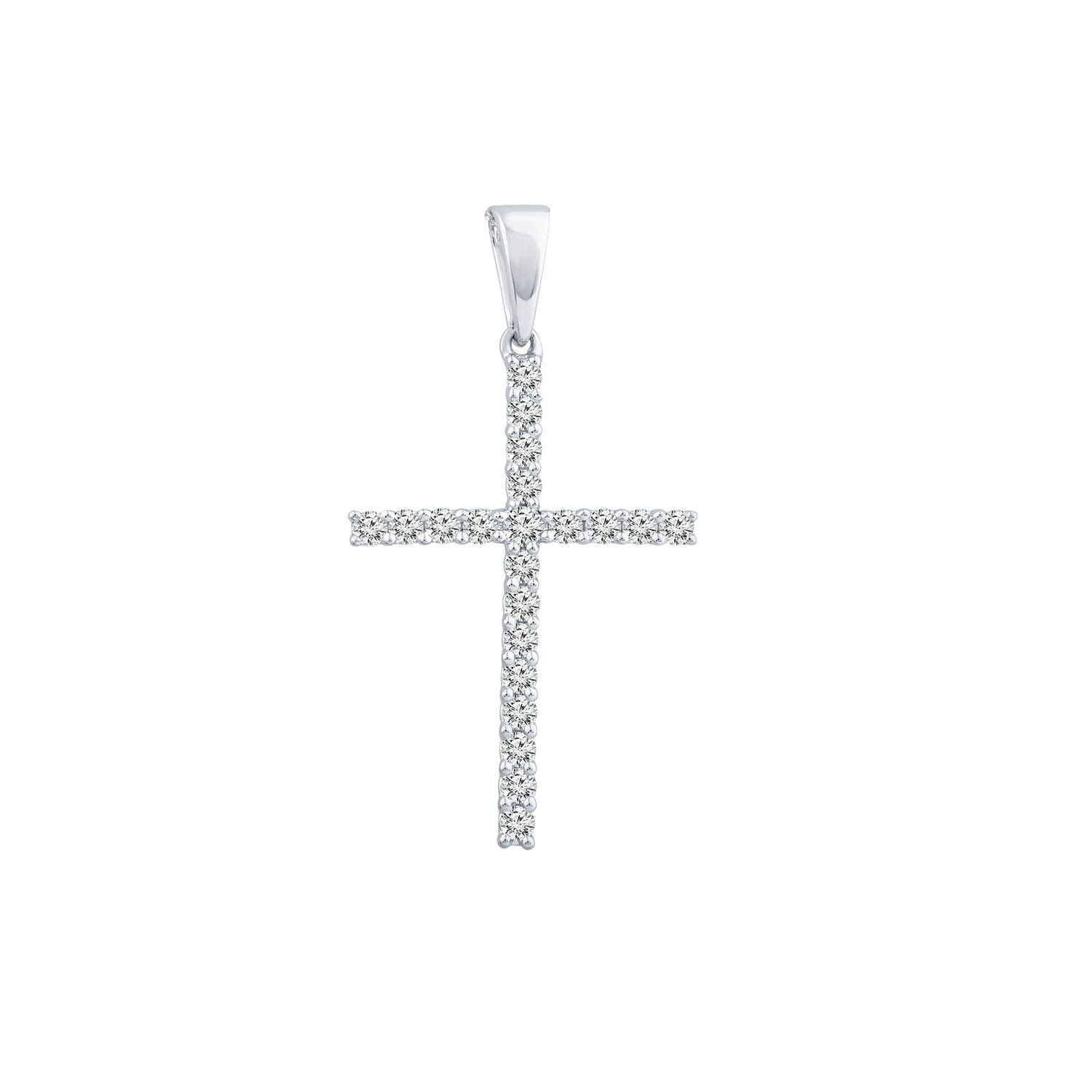 PC-0173-W - 9ct White Gold Diamond Cross