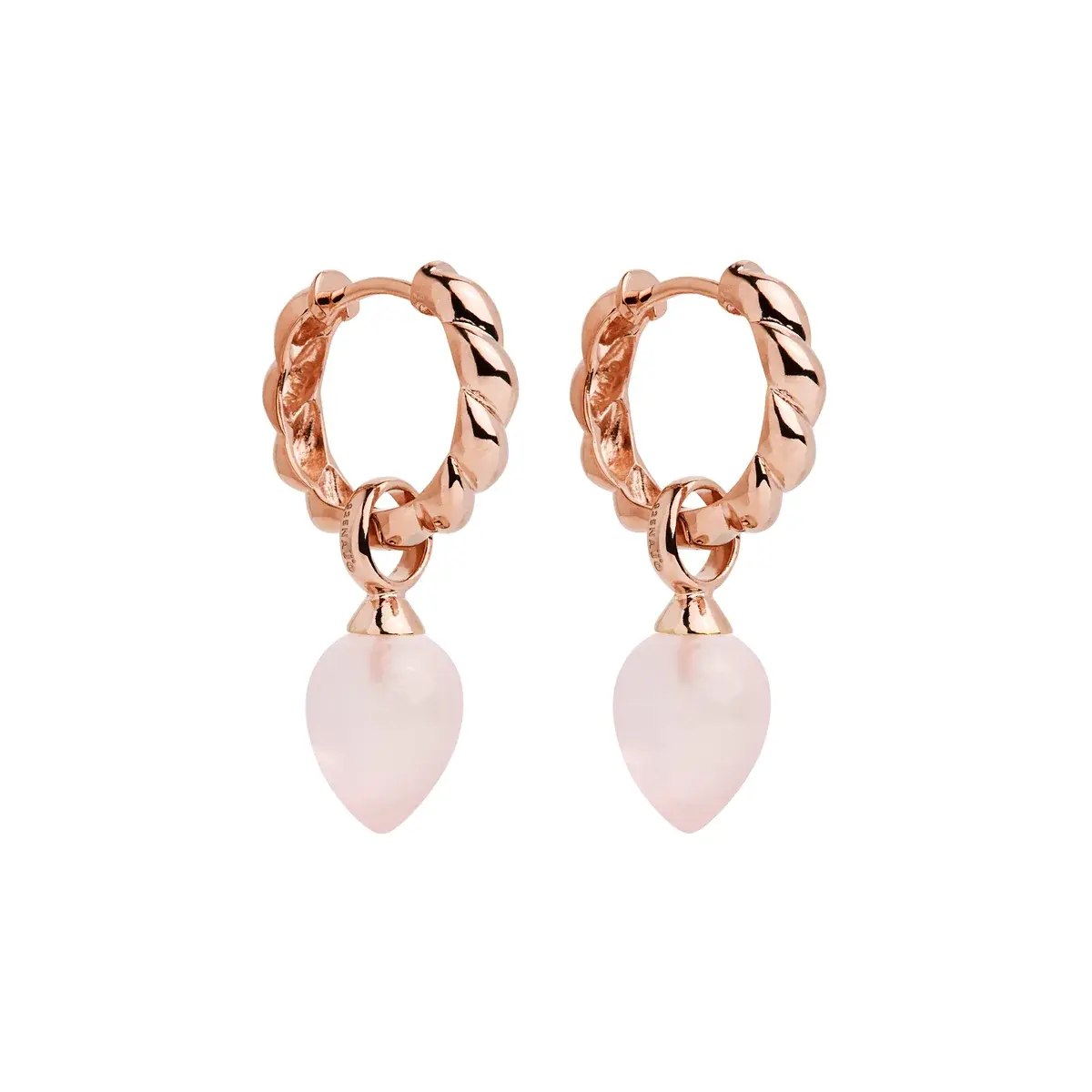 Najo E6801 Dew Drop Rose Earrings - Rose Quartz