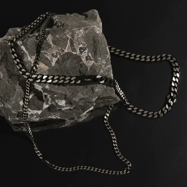 Thumbnail: Najo N9034 Nero Men's Steel Curb Chain Necklace (Bold)