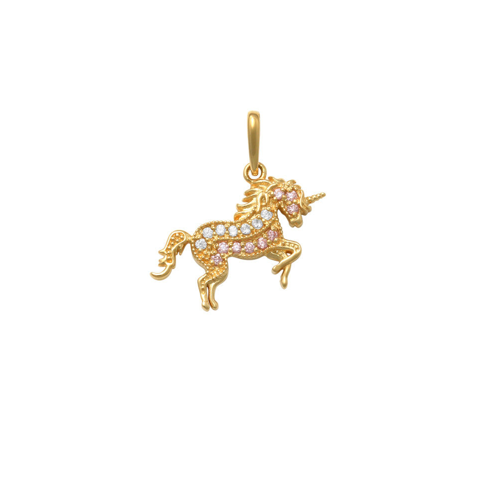 9ct Yellow Gold CZ Unicorn Charm