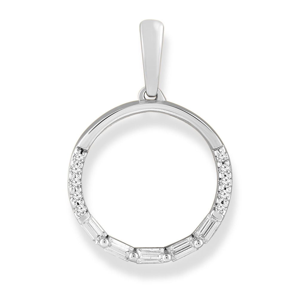 9ct White Gold Baguette and Brilliant Diamond Pendant
