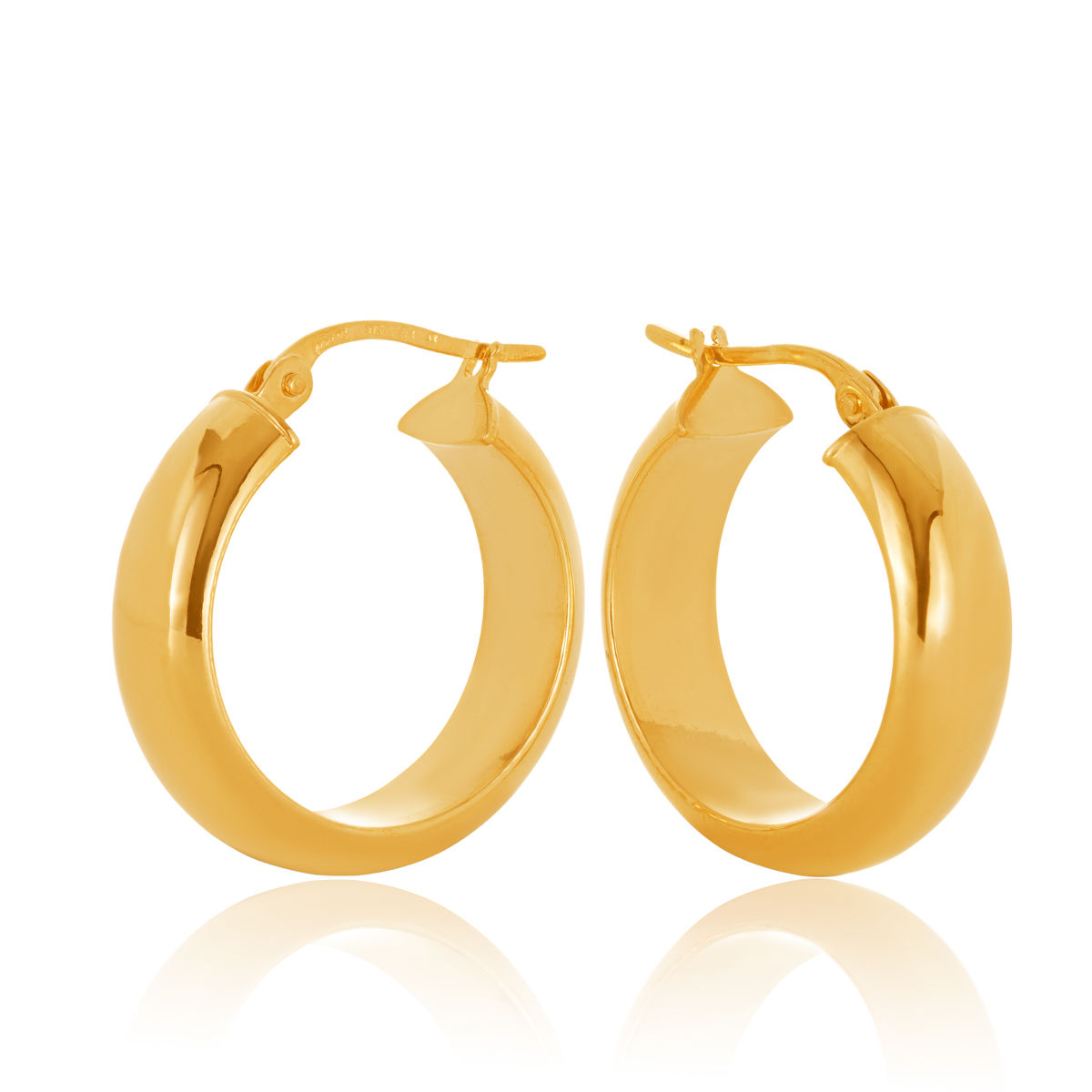 9ct Yellow Gold Concave 5.6mm Width, 15mm Diameter Hoop Earring