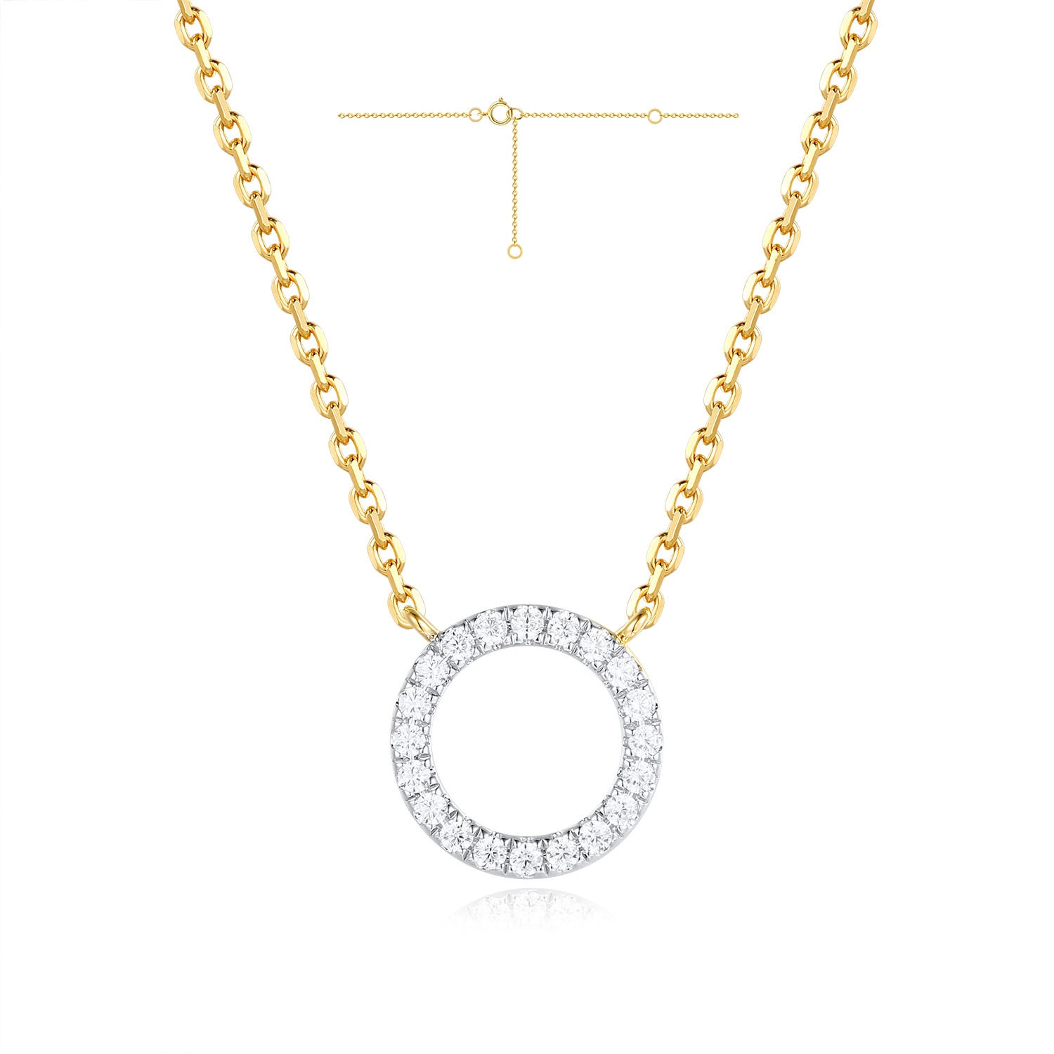 9ct Yellow Gold Diamond set Circle Necklace