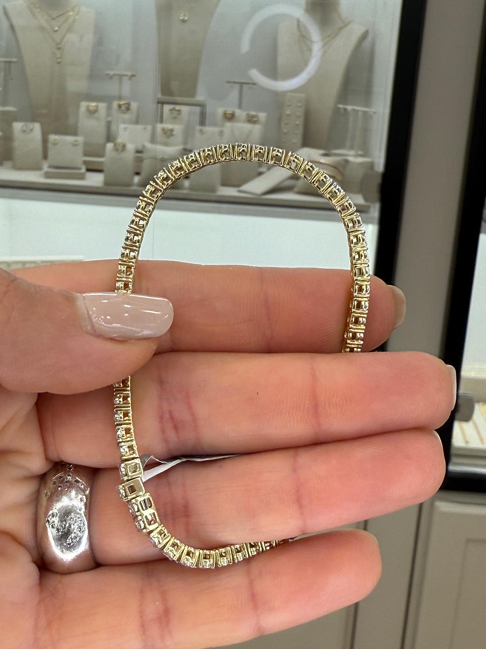 Thumbnail: 9ct Yellow Gold Diamond Tennis Bracelet