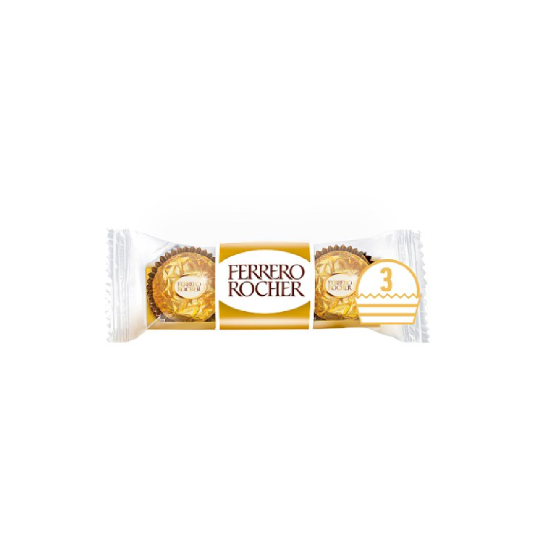 Ferrero Rocher Milk Chocolate Hazelnut Pralines Treat Pack 3 Pieces 37.5g