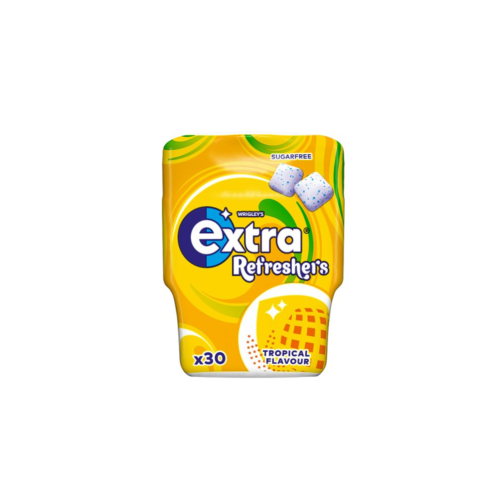 Extra Refreshers Tropical Flavour Sugarfree Chewing Gum Bottle 30 Pieces