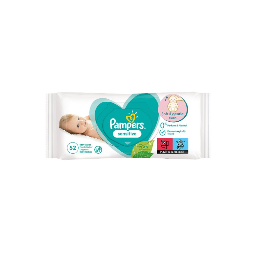 Pampers Sensitive Baby Wipes 1 Pack = 52 Baby Wet Wipes