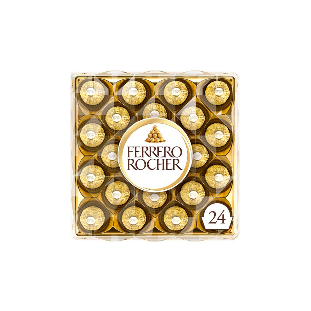 Ferrero Rocher Milk Chocolate Hazelnut Pralines Gift Box of Chocolates 24 Pieces