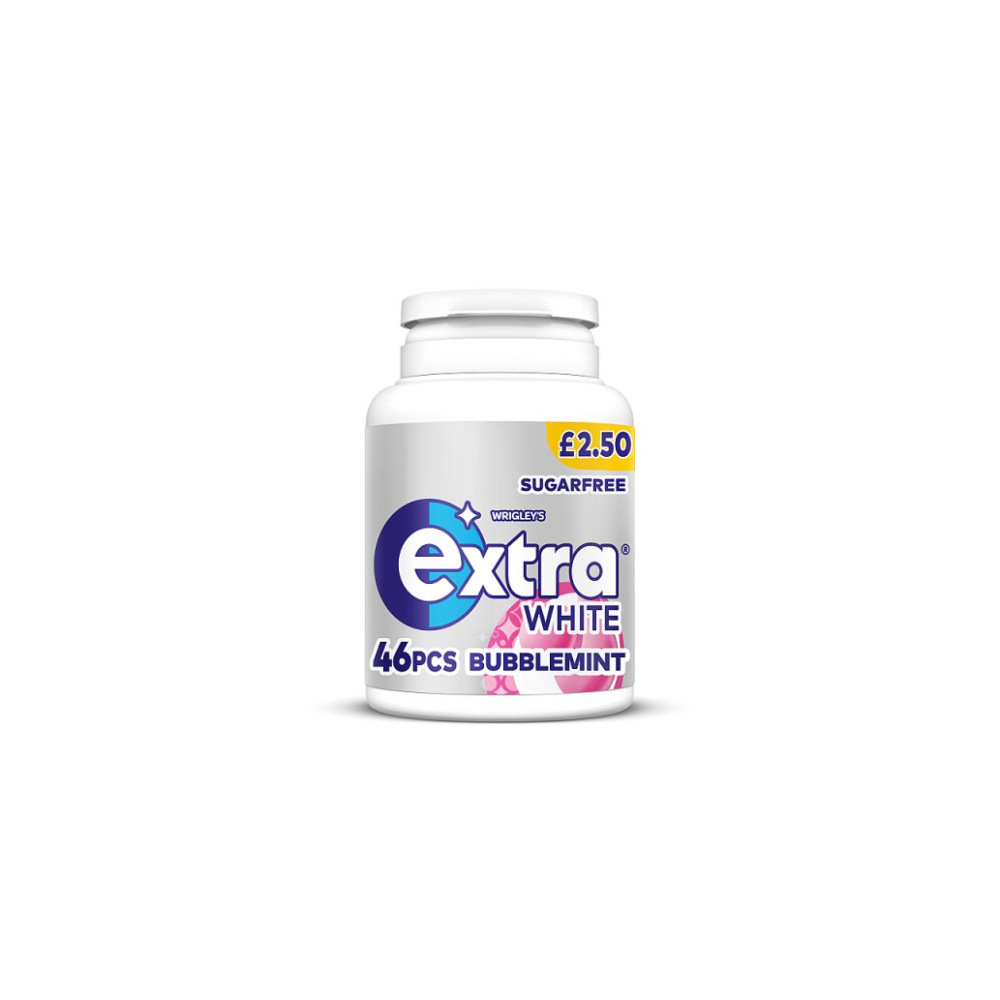 Extra White Bubblemint Sugarfree Chewing Gum Bottle 46 Pieces