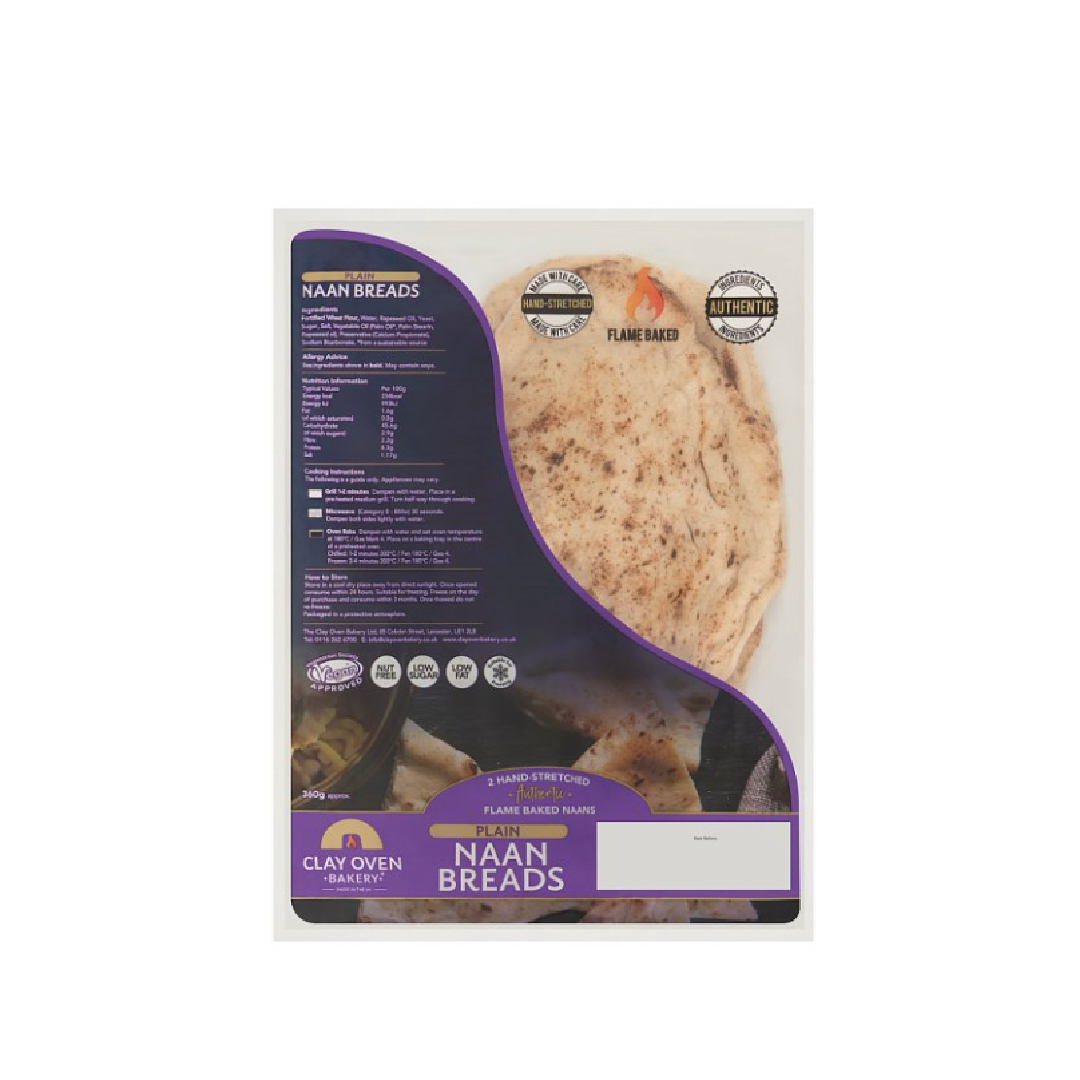 Clay Oven Bakery 2 Plain Naan Breads