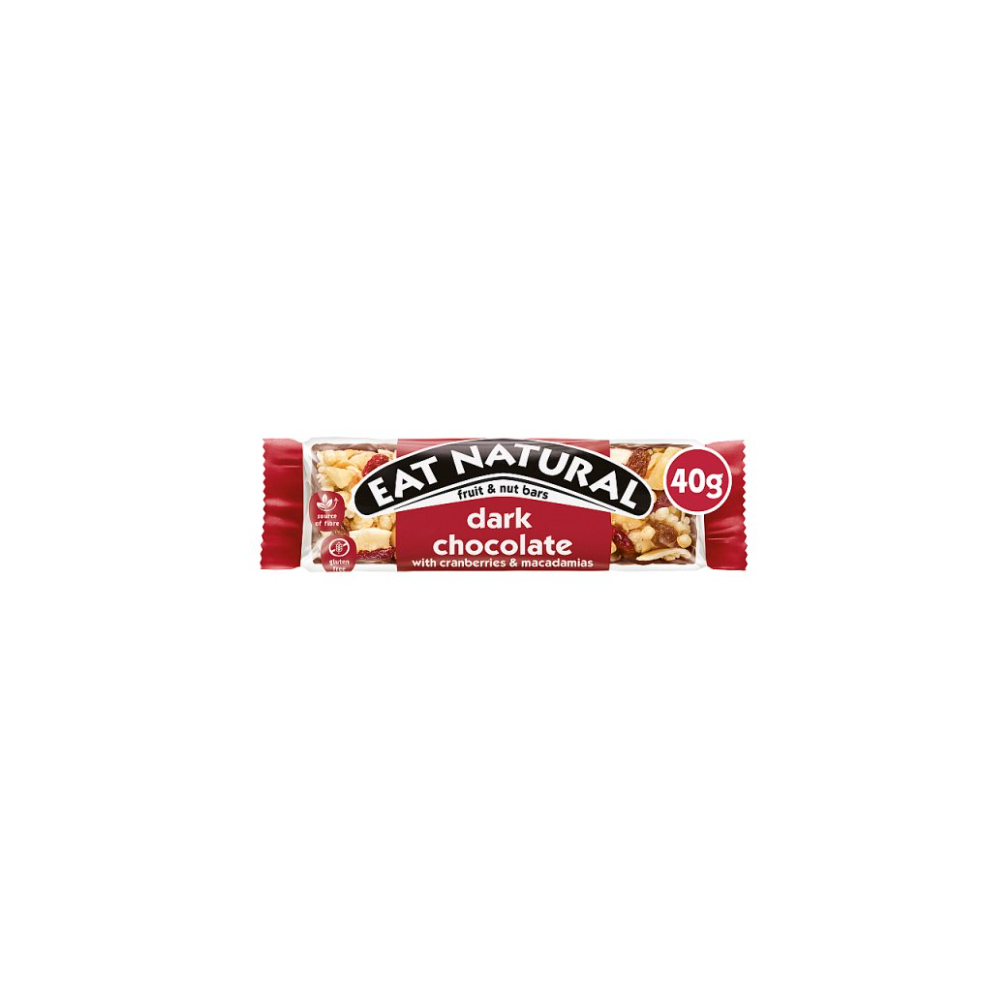 Eat Natural Dark Chocolate with Cranberries & Macadamias Fruit & Nut Bars 40g