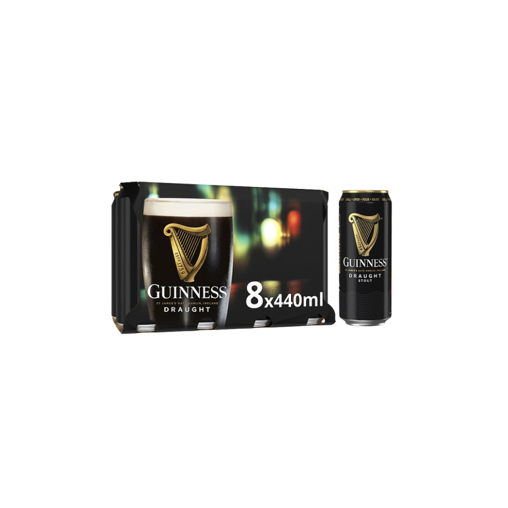 Guinness Draught Stout Beer 4.1% vol 8x440ml Cans