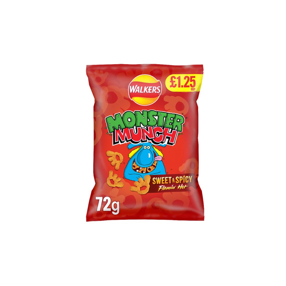 Walkers Monster Munch Sweet & Spicy Snacks Crisps 72g