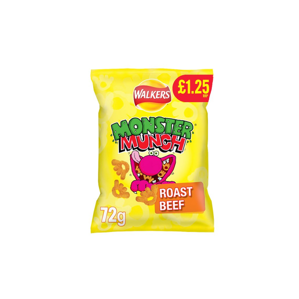 Walkers Monster Munch Roast Beef Snacks Crisps 72g