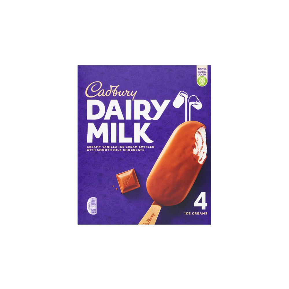 Cadbury Dairy Milk Ice Creams 4 x 90ml (360ml)