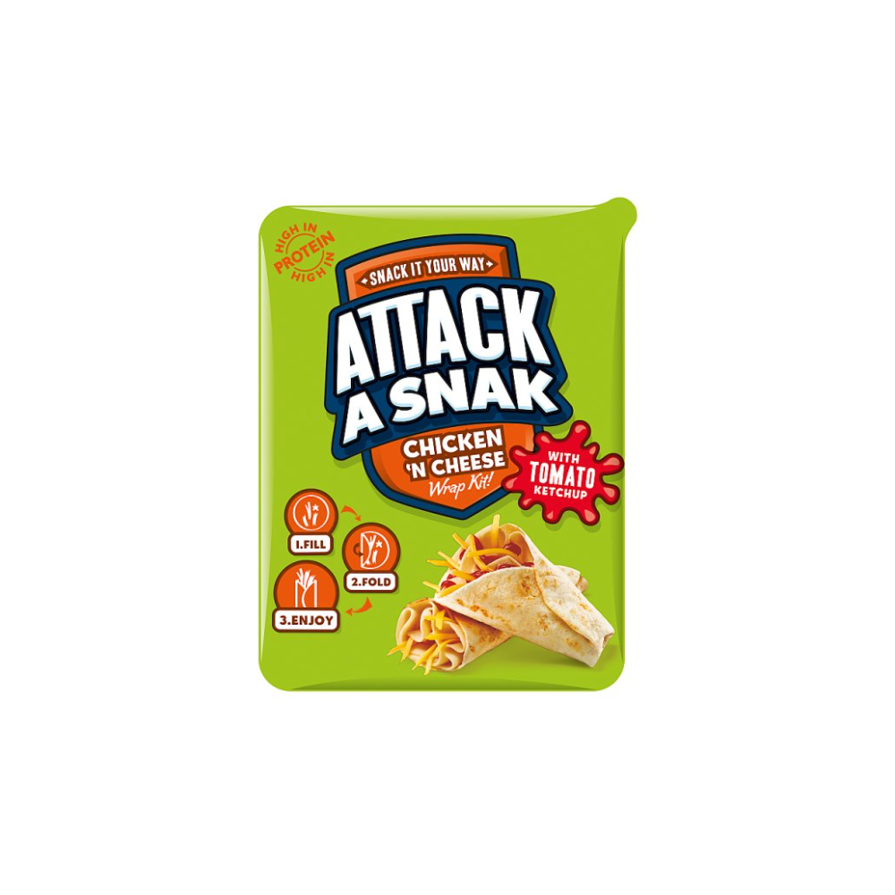 Attack a Snak Chicken 'n Cheese Wrap Kit with Tomato Ketchup 86g