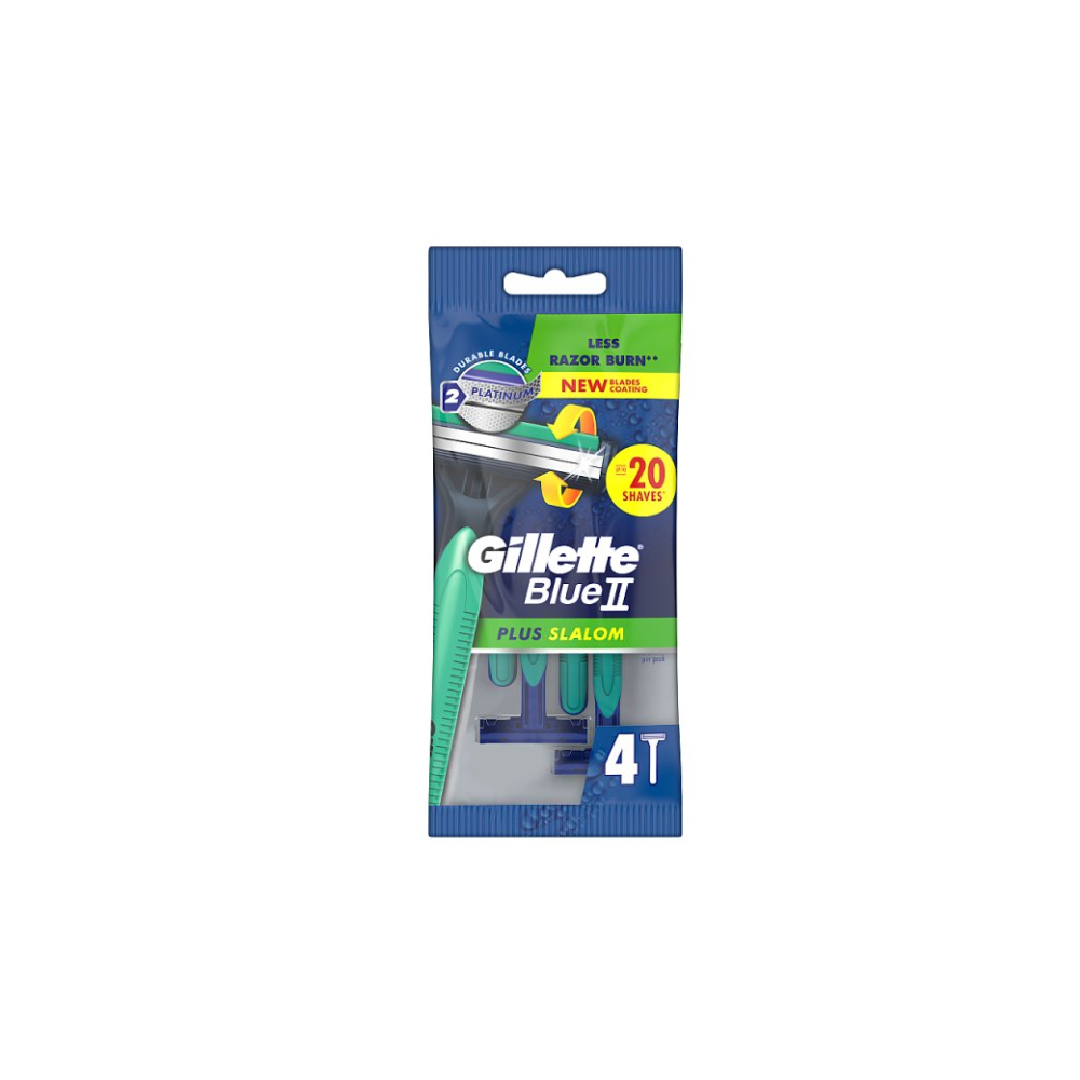 Gillette Blue II Plus Slalom Disposable Razors x4