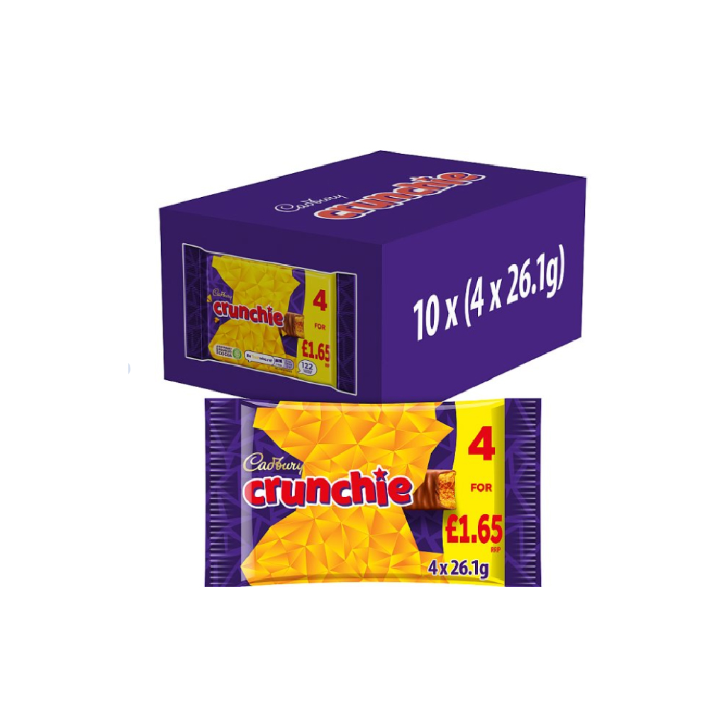 Cadbury Crunchie Chocolate Bar 4 Pack Multipack 104.4g