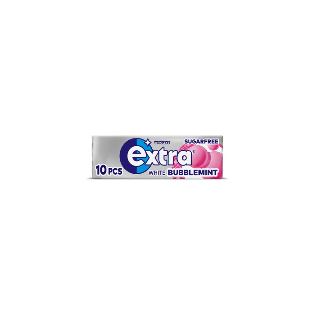 Extra White Bubblemint Chewing Gum Sugar Free 10 Pieces
