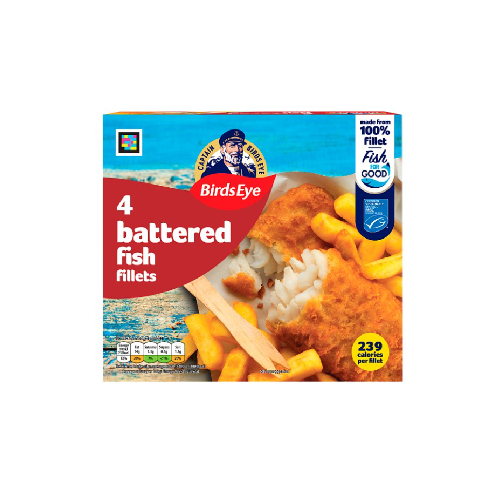 Birds Eye 4 Battered Fish Fillets 400g