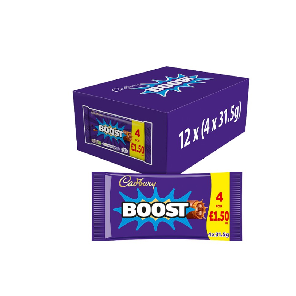 Cadbury Boost Chocolate Bar 4 Pack Multipack 126g