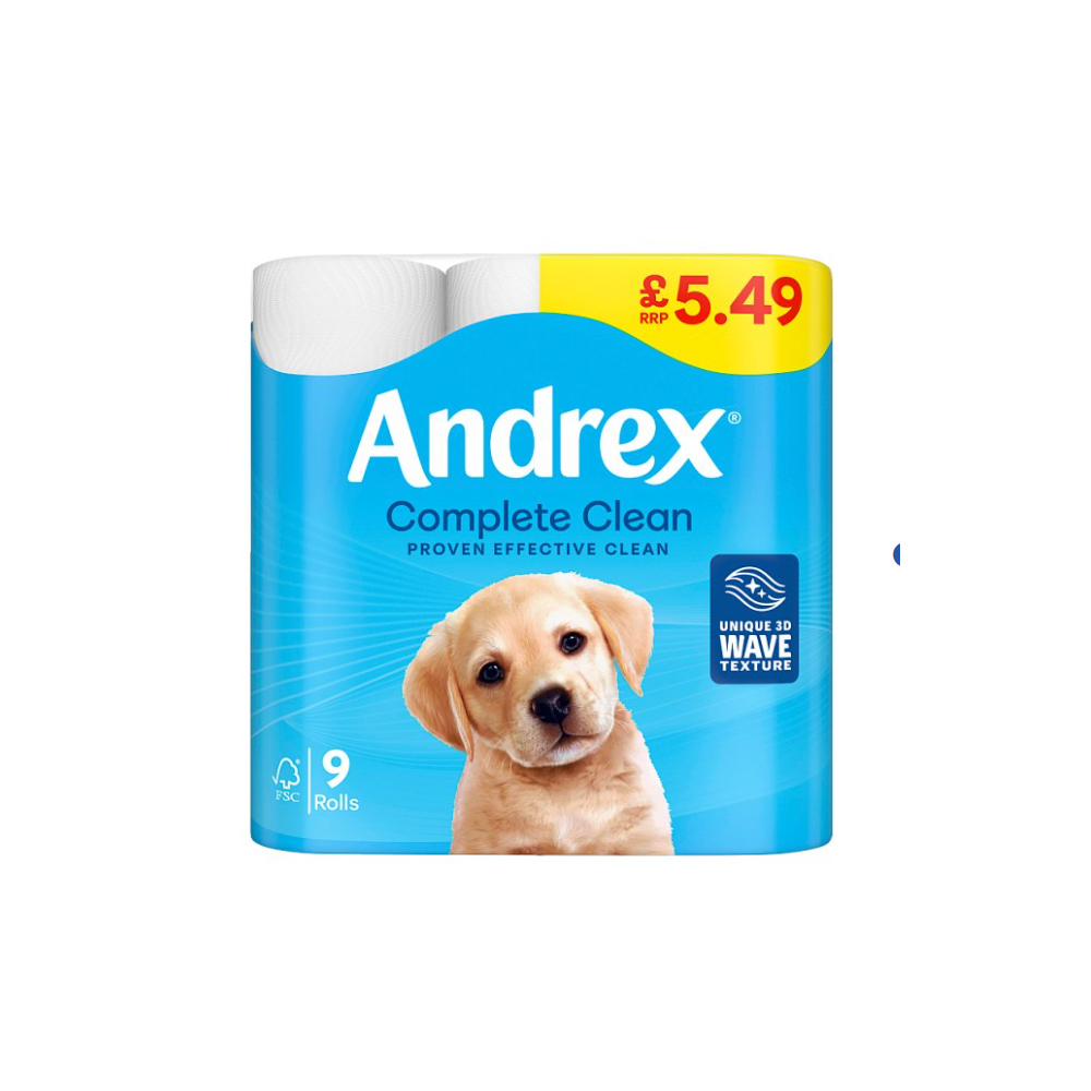 Andrex Complete clean Toilet Tissue 9 Roll