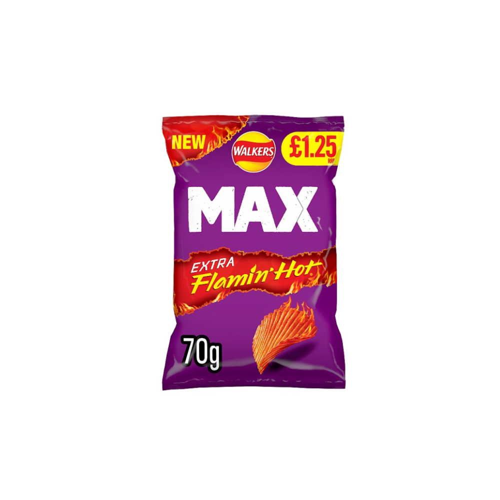 Walkers Max Extra Flamin' Hot Sharing Bag Crisps 70g