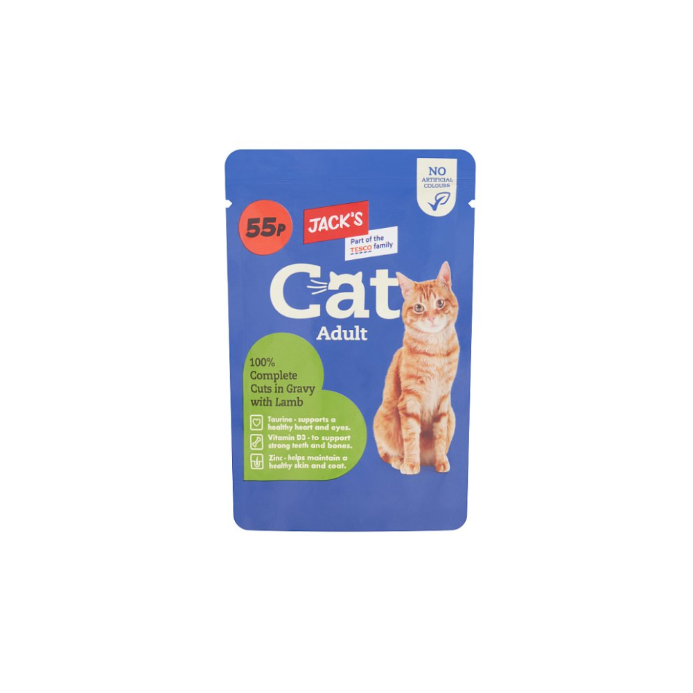 Jack's Cat Adult 100% Complete Cuts in Gravy with Lamb 100g