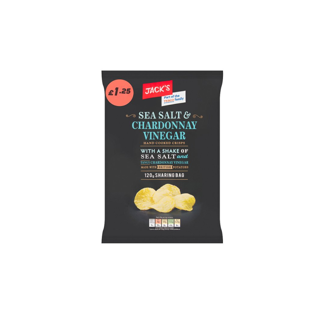 Jack's Sea Salt & Chardonnay Vinegar Hand Cooked Crisps 120g