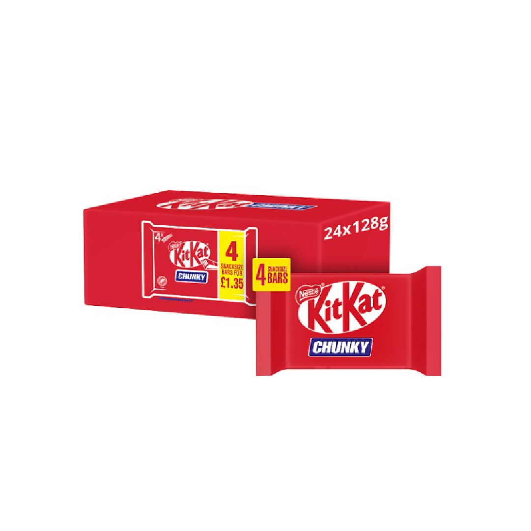 KitKat Chunky Milk Chocolate Snacksize Bar 4 Pack Multipack 128g