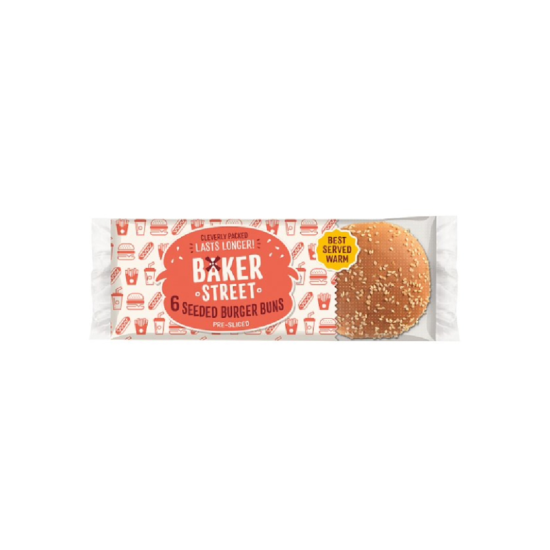 Baker Street 6 Burger Buns Pre-Sliced