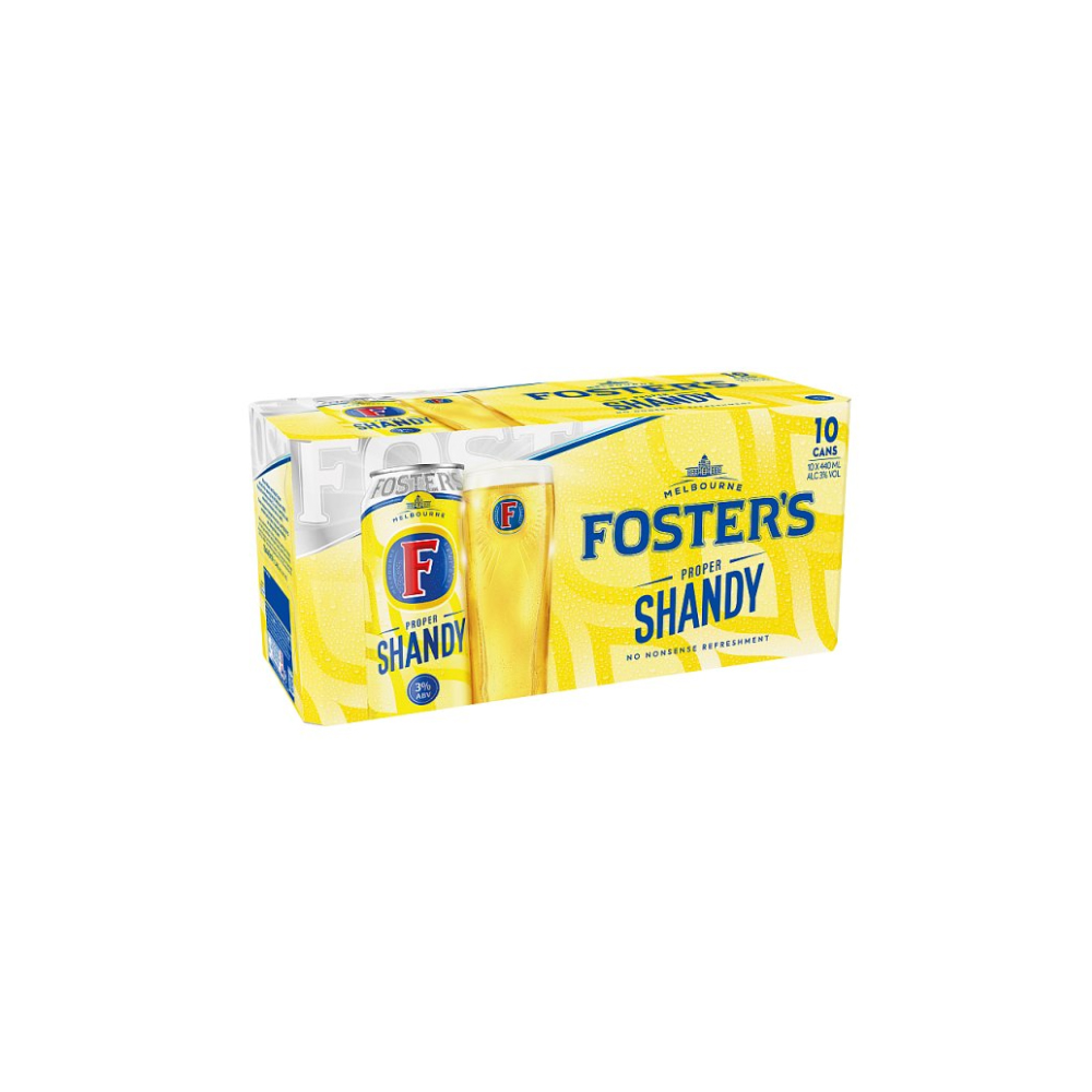 Fosters Proper Lager Shandy Beer Can 10x440ml