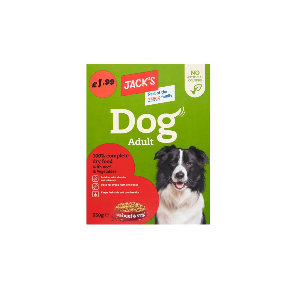 Jack's Adult Dog Food with Beef & Veg 950g