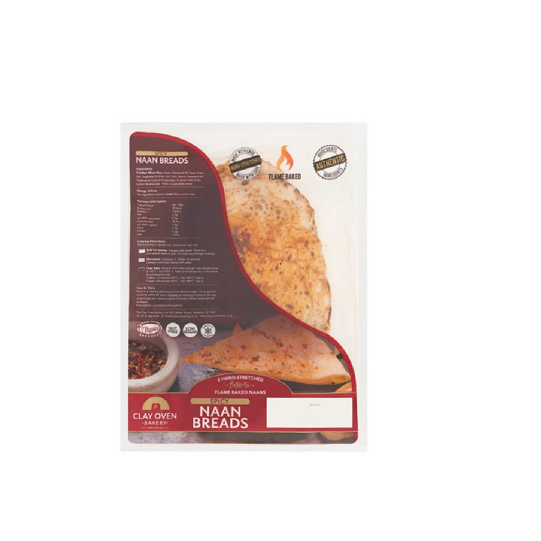 Clay Oven Bakery Spicy Naan Breads 360g