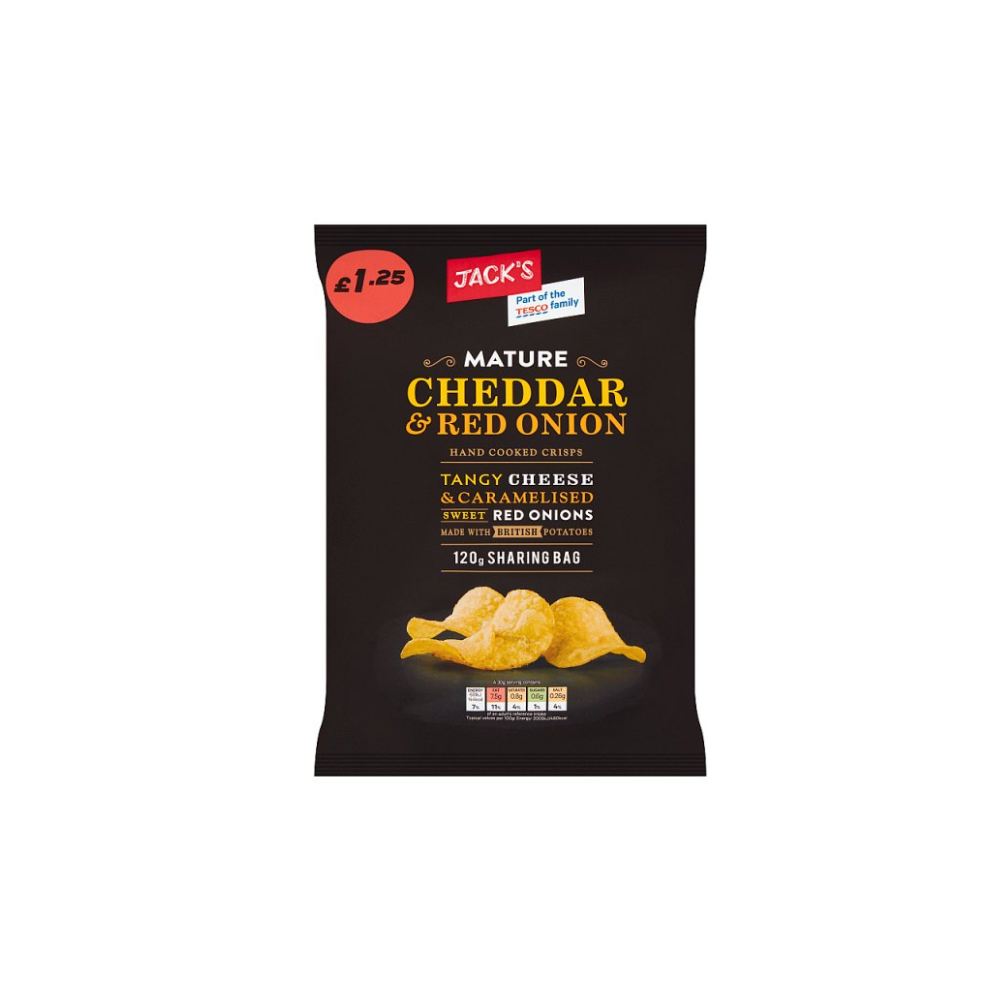 Jack's Mature Cheddar & Red Onion Hand Cooked Crisps 120g