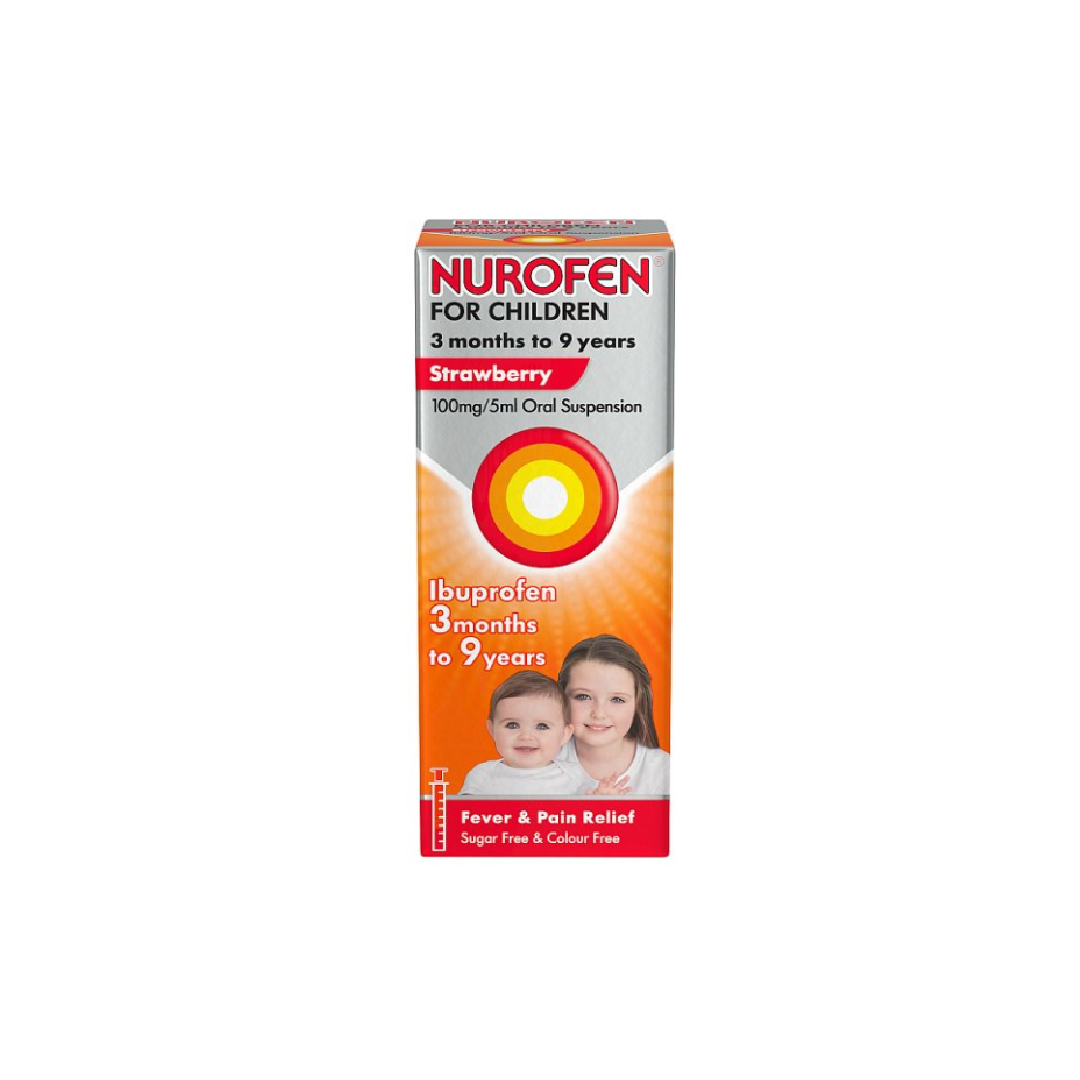 Nurofen for Children Strawberry Oral Suspension 3mths to 9yrs Ibuprofen 100ml