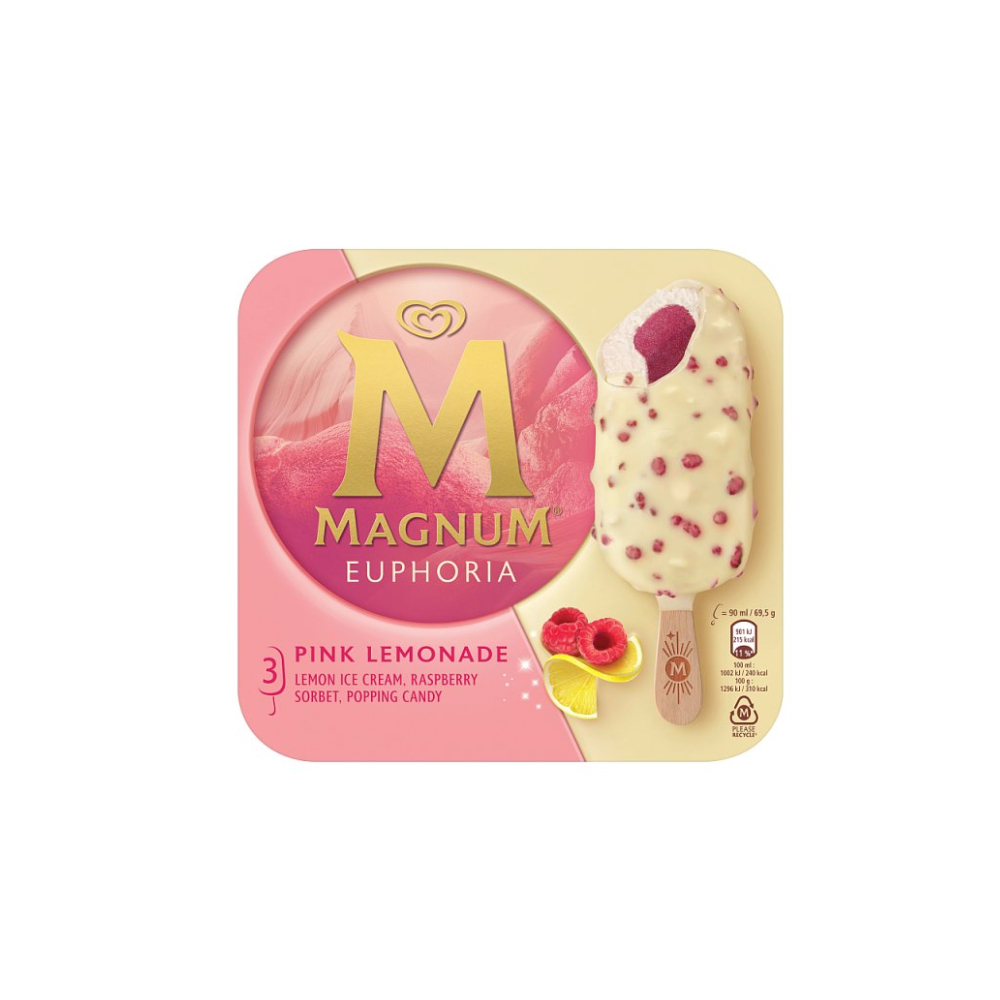 Magnum Ice Cream Sticks Euphoria Pink Lemonade 3x 90 ml