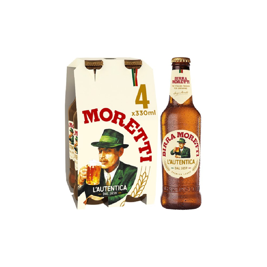 Birra Moretti Premium Lager Beer Bottle 4x330ml