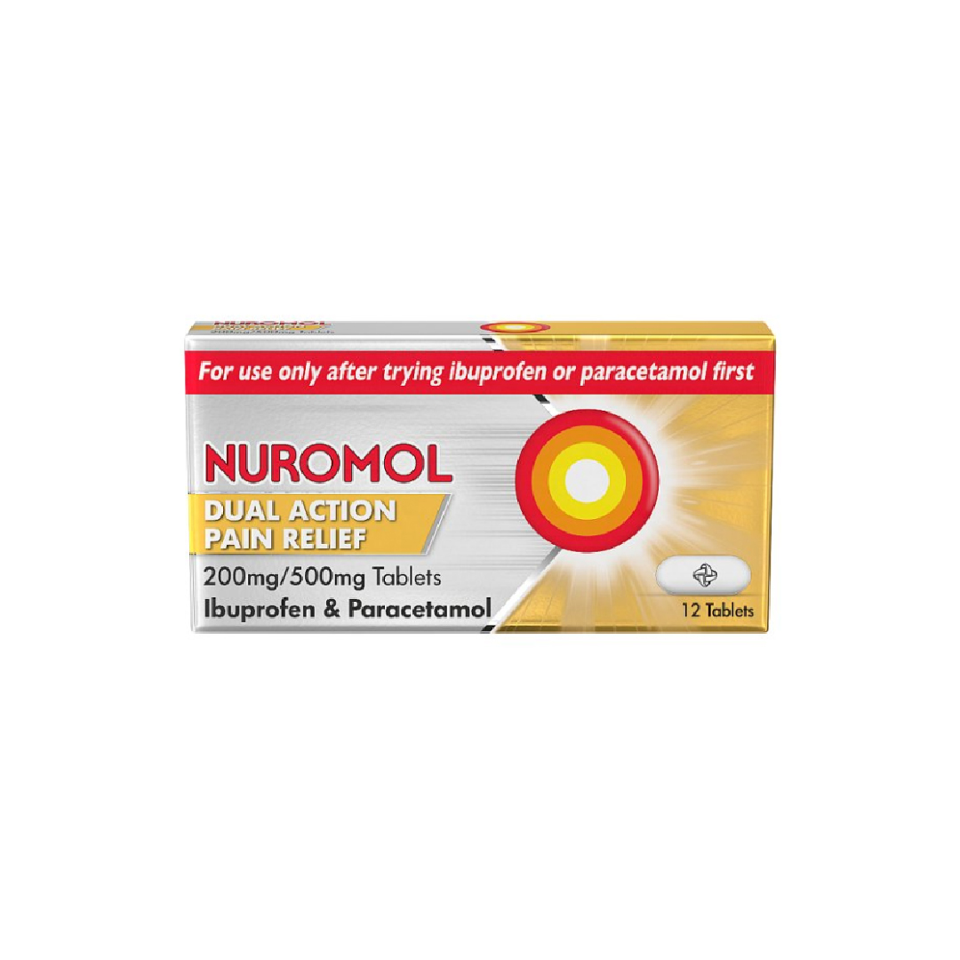 Nuromol Dual Action Pain Relief 200mg/500mg 12 Tablets