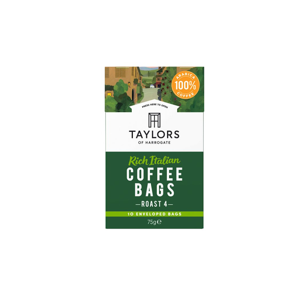 Taylors of Harrogate Rich Italian Coffee Bags 10 Enveloped Bags 75g