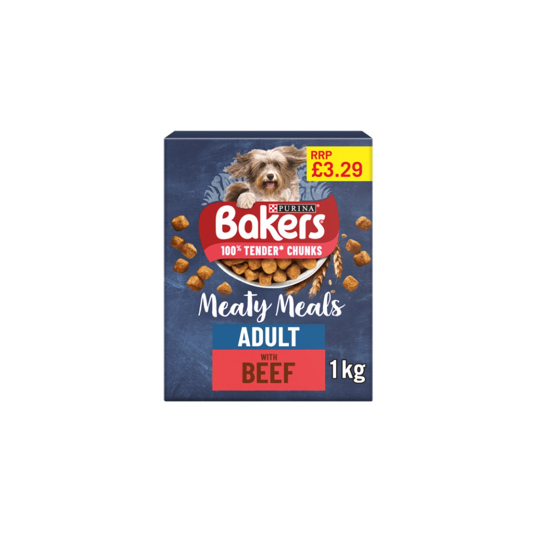 BAKERS Meaty Meals Beef Dry Dog Food 1kg