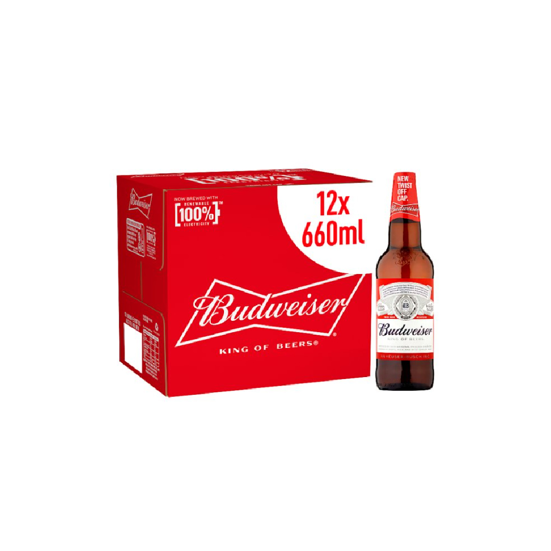 Budweiser Lager Beer Bottles 12 x 660ml