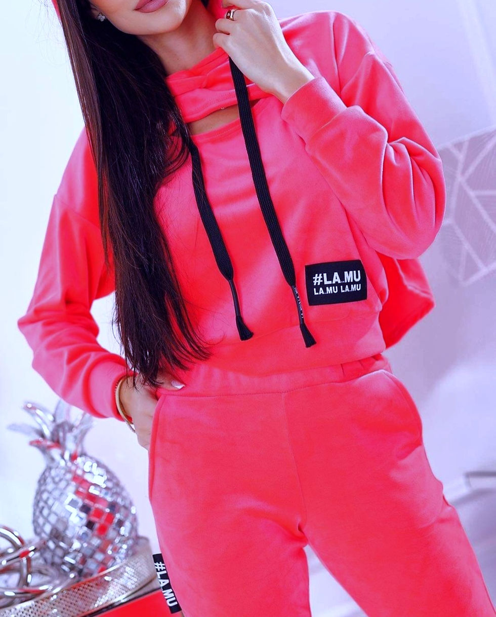 La..mu dres komplet welur 3-częściowy candy pink S/M-1 , L/XL-3