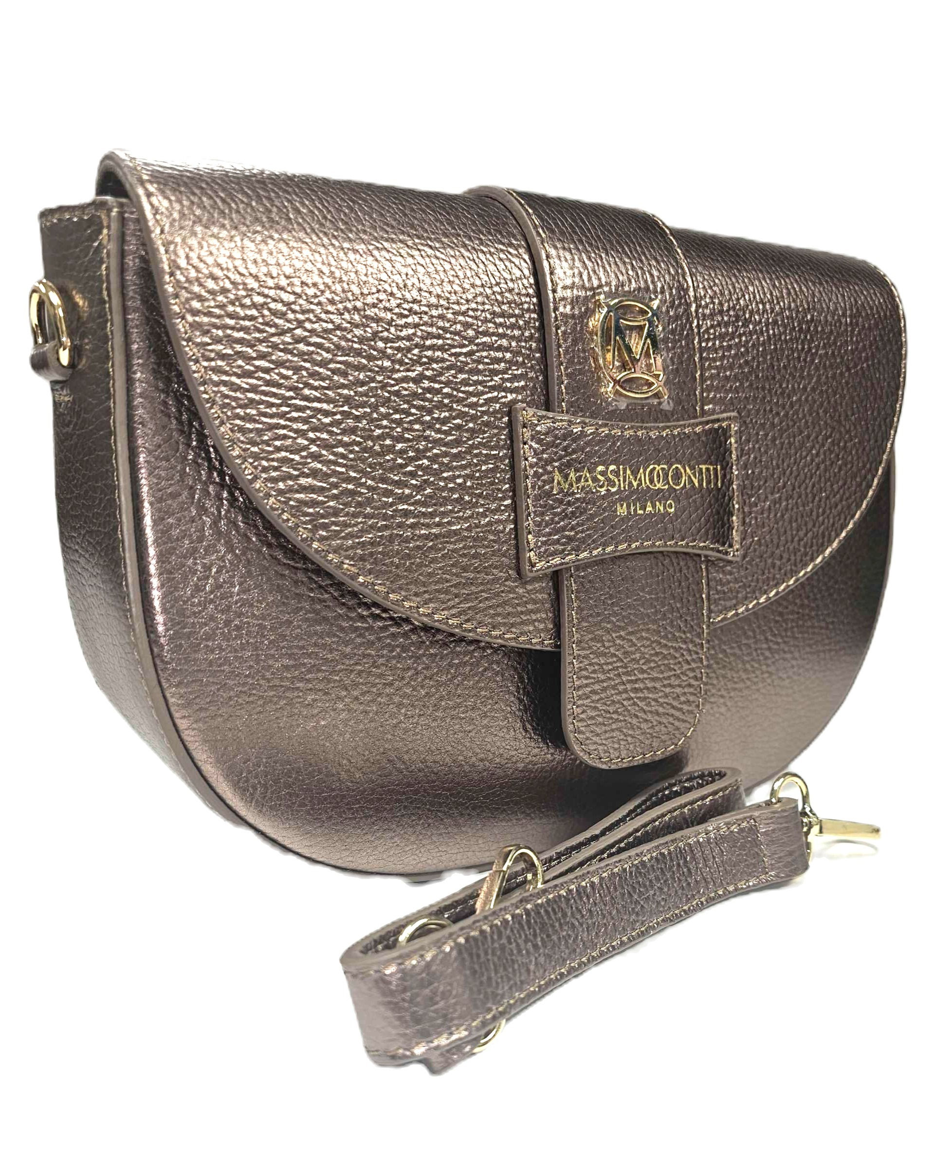 Massimo Contti Torebka skóra naturalna złoto beż złote dodatki