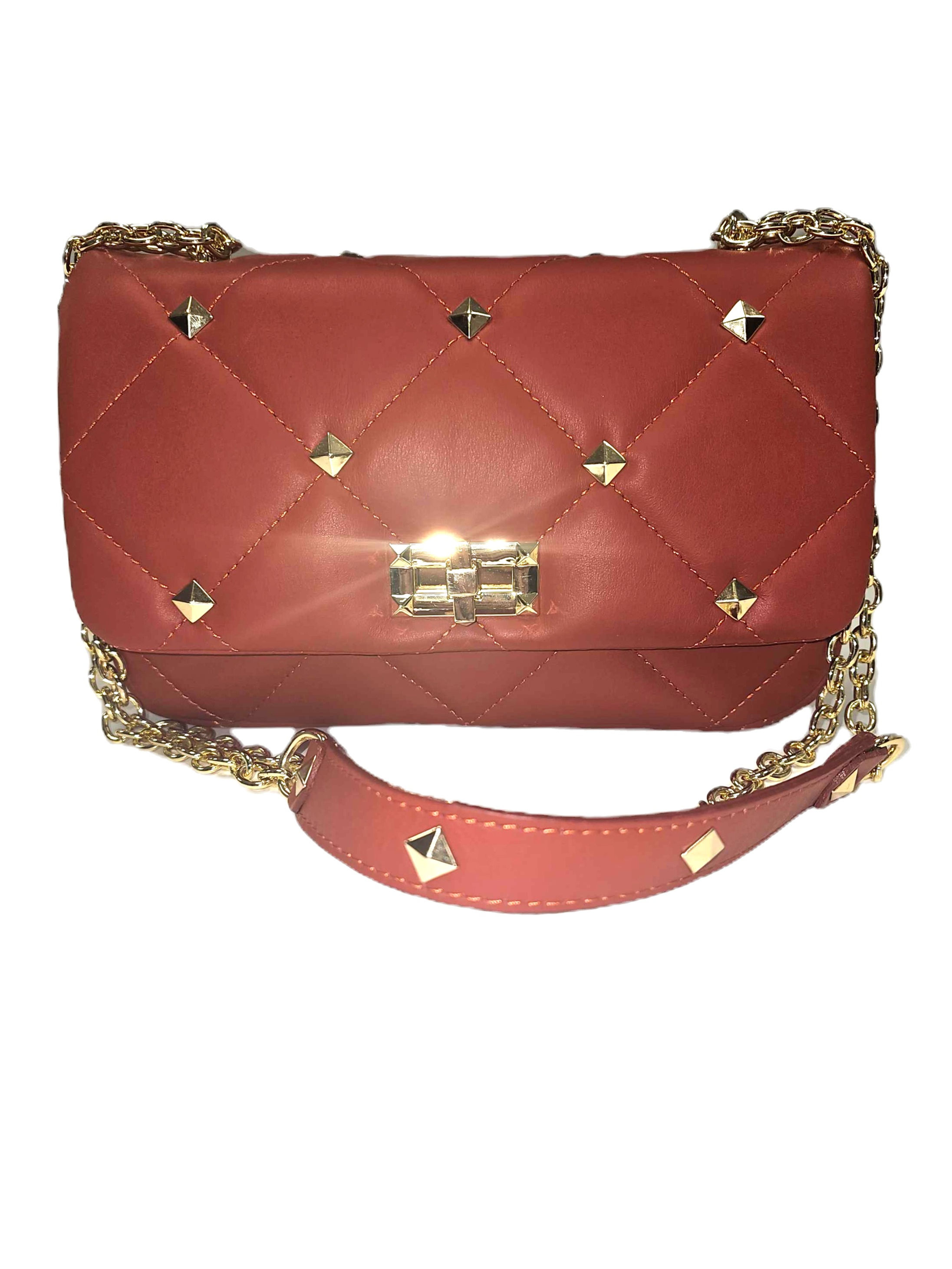 Massimo Contti torebka skóra naturalna brązowa ceglasta